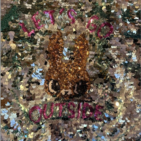 H&M Girls Sequin Jacket "Lets Go Outside" Bunny Size 5T - Picture 4 of 6
